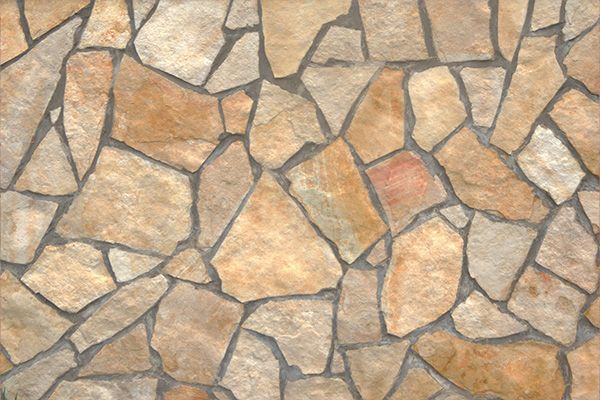 Colorado buff flagstone. Natural cleft sandstone pieces in warm tan.